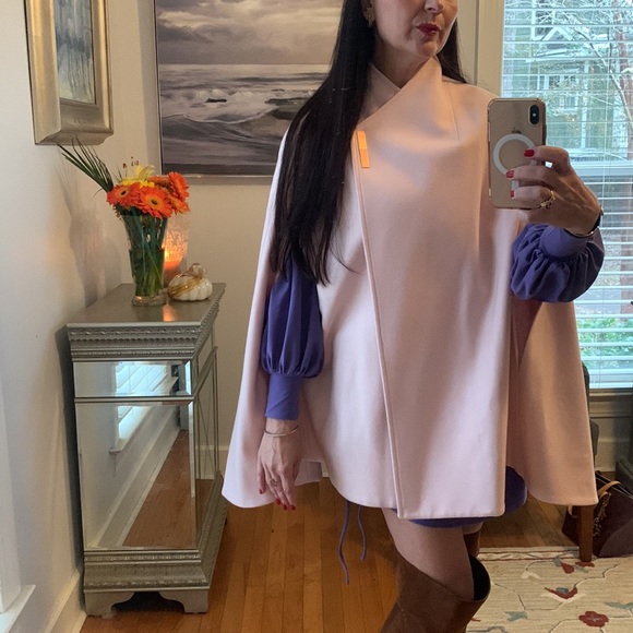 TED BAKER London Designer cashmere wool CAPE PINK rose gold sold out! Rare M - Picture 8 of 14